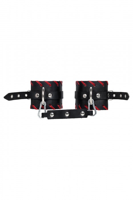 Черно-красные оковы из натуральной кожи - Pecado - купить с доставкой во Владимире