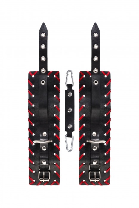 Черно-красные оковы из натуральной кожи - Pecado - купить с доставкой во Владимире