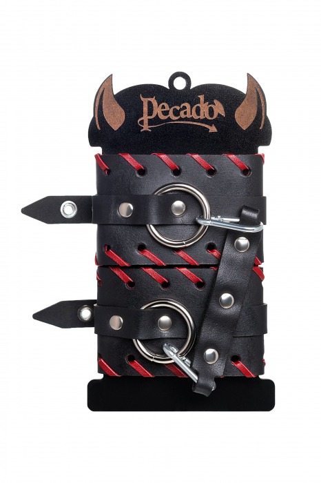 Черно-красные оковы из натуральной кожи - Pecado - купить с доставкой во Владимире