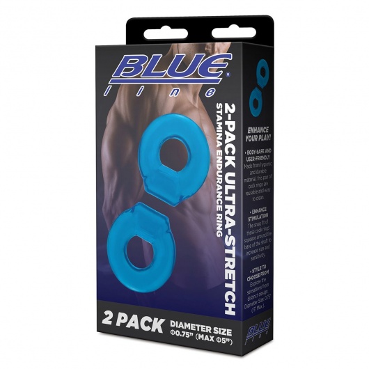 Комплект из двух колец для пениса 2-Pack Ultra-Stretch Stamina Endurance Ring - BlueLine - во Владимире купить с доставкой