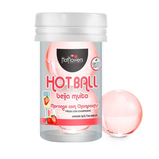 Лубрикант на масляной основе Hot Ball Beija Muito с ароматом клубники и шампанского (2 шарика по 3 гр.) - HotFlowers - купить с доставкой во Владимире