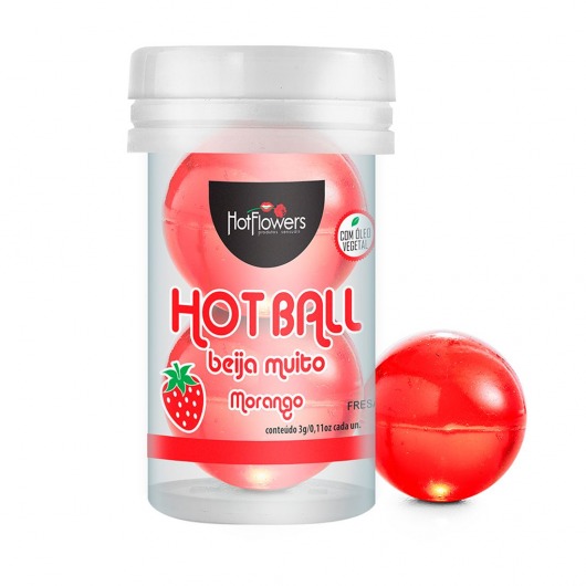 Лубрикант на масляной основе Hot Ball Beija Muito с ароматом клубники (2 шарика по 3 гр.) - HotFlowers - купить с доставкой во Владимире