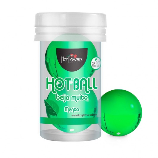 Лубрикант на масляной основе Hot Ball Beija Muito с ароматом мяты (2 шарика по 3 гр.) - HotFlowers - купить с доставкой во Владимире