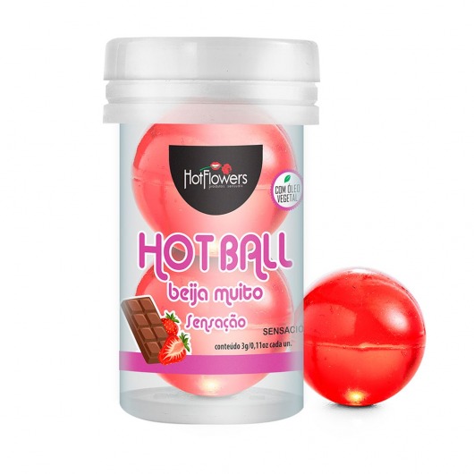 Лубрикант на масляной основе Hot Ball Beija Muito с ароматом шоколада и клубники (2 шарика по 3 гр.) - HotFlowers - купить с доставкой во Владимире