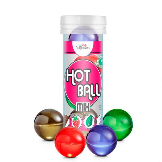 Ароматизированный лубрикант Hot Ball Mix на масляной основе (4 шарика по 3 гр.) - HotFlowers - купить с доставкой во Владимире