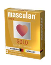 Презервативы Masculan Ultra Gold с золотым напылением и ароматом ванили - 3 шт. - Masculan - купить с доставкой во Владимире