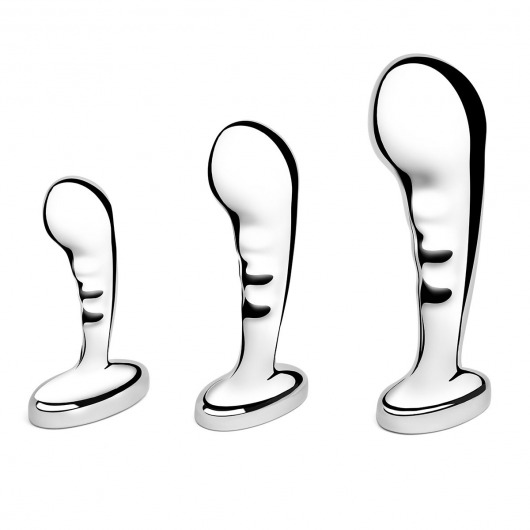 Набор из 3 стальных стимуляторов простаты Stainless Steel P-spot Training Set - b-Vibe - во Владимире купить с доставкой