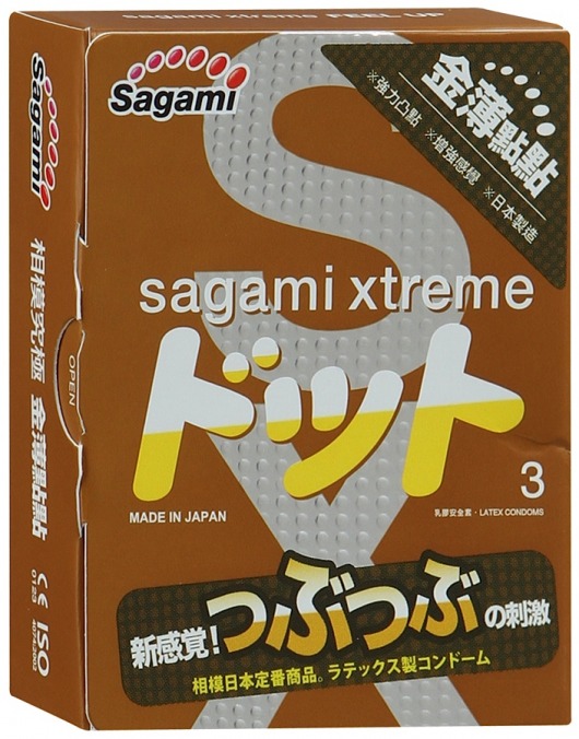 Презервативы Sagami Xtreme FEEL UP с точечной текстурой и линиями прилегания - 3 шт. - Sagami - купить с доставкой во Владимире