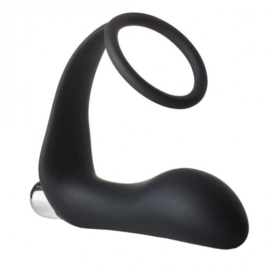 Черное эрекционное кольцо с вибропробкой Vibrating Anal Plug With Cockring - Dream Toys - во Владимире купить с доставкой