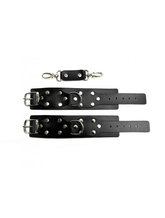 Черные кожаные наручники Sex Game - БДСМ Арсенал - купить с доставкой во Владимире