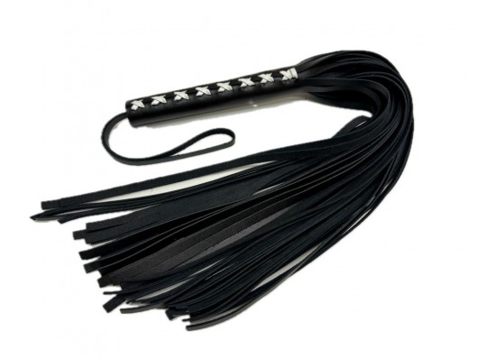 Кожаная плеть Sex Game с белым плетением на рукояти - 57 см. - БДСМ Арсенал - купить с доставкой во Владимире