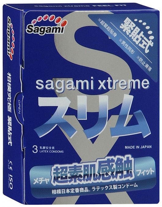 Розовые презервативы Sagami Xtreme FEEL FIT 3D - 3 шт. - Sagami - купить с доставкой во Владимире