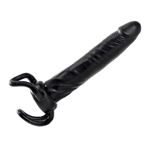 Чёрная насадка-фаллос для двойного проникновения INFLATABLE DILDO SLIM DONG  - 13,5 см. - Toyz4lovers - во Владимире купить с доставкой
