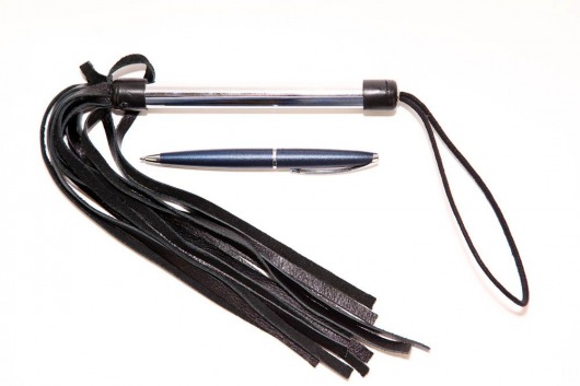 Черная плеть с металлической рукоятью - 50 см. - БДСМ Арсенал - купить с доставкой во Владимире