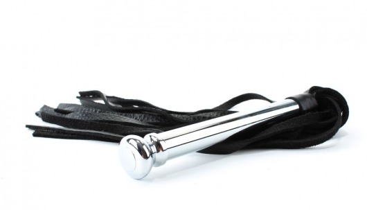 Черная плеть с металлической рукоятью - 50 см. - БДСМ Арсенал - купить с доставкой во Владимире