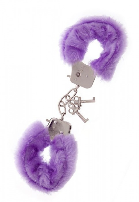 Фиолетовые меховые наручники METAL HANDCUFF WITH PLUSH LAVENDER - Dream Toys - купить с доставкой во Владимире