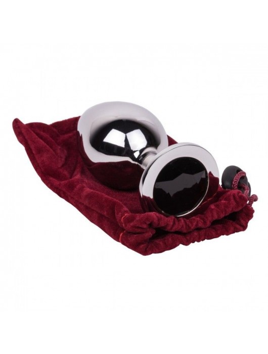 Большой стальной плаг с черным кристаллом Black Rave - 9,5 см. - Erotic Fantasy - купить с доставкой во Владимире