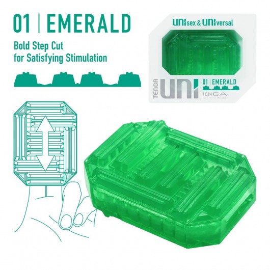Зеленый мастурбатор-стимулятор Tenga Uni Emerald - Tenga - во Владимире купить с доставкой
