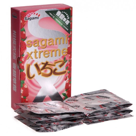 Презервативы Sagami Xtreme Strawberry c ароматом клубники - 10 шт. - Sagami - купить с доставкой во Владимире