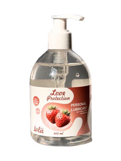Лубрикант на водной снове Love Protection Strawberry с ароматом клубники - 300 мл. - Lola Games - купить с доставкой во Владимире