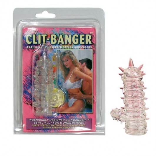 Прозрачная насадка с шипами и клиторальной шишечкой CLIT-BANGER SLEEVE IN CLEAR - Tonga - во Владимире купить с доставкой