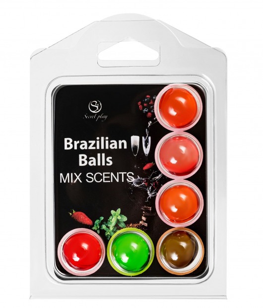 Набор из 6 шариков с ароматизированными массажными маслами Brazilian Balls - Secret Play - купить с доставкой во Владимире