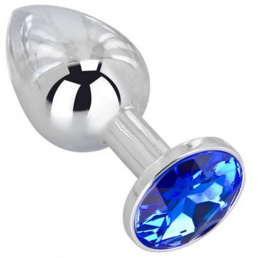 Анальное украшение BUTT PLUG  Small с синим кристаллом - 7 см. - Anal Jewelry Plug - купить с доставкой во Владимире