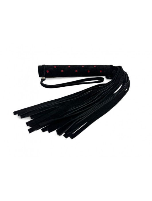 Черная замшевая плеть с красными точками на рукояти Red dot Princess - 43 см. - БДСМ Арсенал - купить с доставкой во Владимире