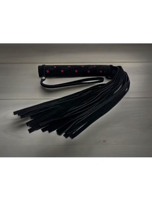 Черная замшевая плеть с красными точками на рукояти Red dot Princess - 43 см. - БДСМ Арсенал - купить с доставкой во Владимире