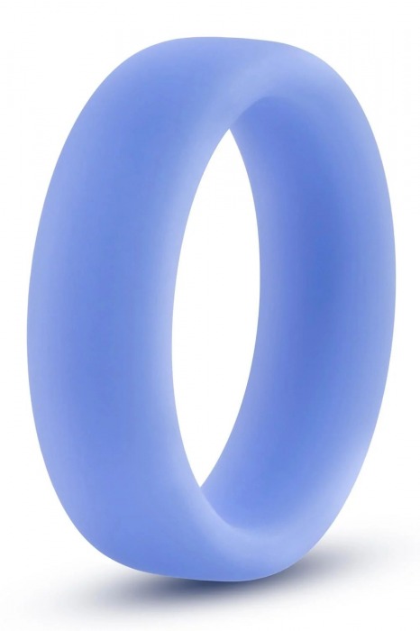 Голубое люминесцентное кольцо Silicone Glo Cock Ring - Blush Novelties - во Владимире купить с доставкой