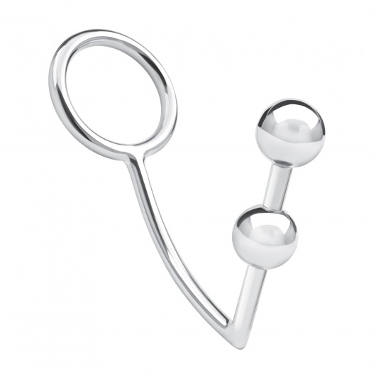 Кольцо на пенис с анальным стимулятором Two Bead Stainless Steel Anal Hook   Cock Ring - BlueLine - во Владимире купить с доставкой