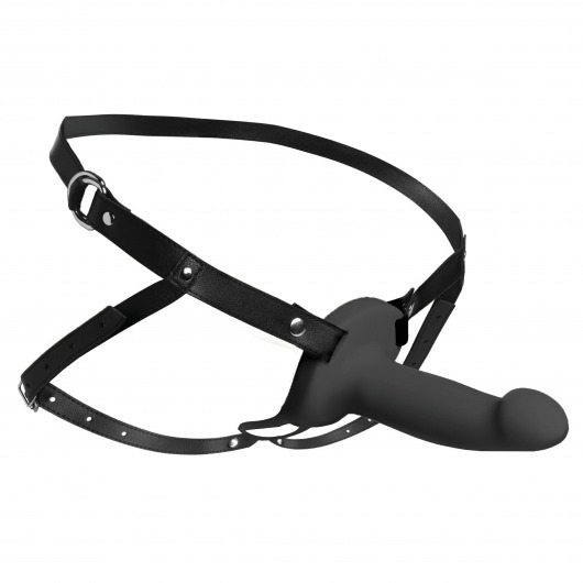 Черный полый страпон с вибрацией 2’’ Erection 28X Smooth Vibrating Silicone Penis Sheath - XR Brands - купить с доставкой во Владимире
