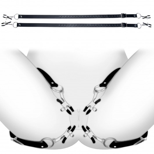 Ремни с зажимами для половых губ Spread Labia Spreader Straps with Clamps - XR Brands - купить с доставкой во Владимире