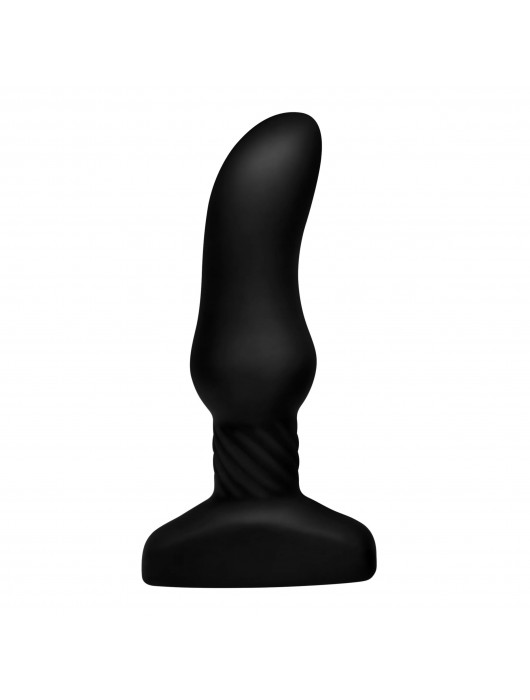 Черная анальная вибропробка с пультом ДУ Curved Rimming Plug Slim M - 13,9 см. - XR Brands