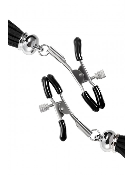 Зажимы на соски «Прищепки» с черными кисточками из замши - Pecado - купить с доставкой во Владимире