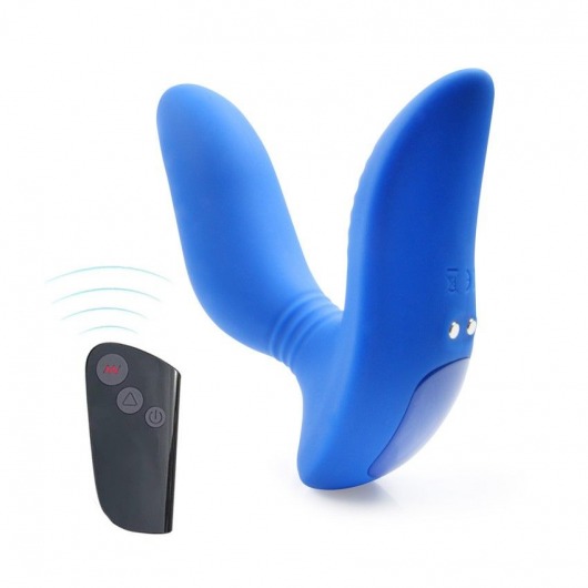 Синий вибромассажер простаты 3,5’’ Remote Control Curve P-spot Massager - 12 см. - Erokay - во Владимире купить с доставкой