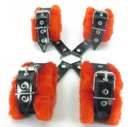 Набор оков с красным мехом BDSM Light - БДСМ Арсенал - купить с доставкой во Владимире