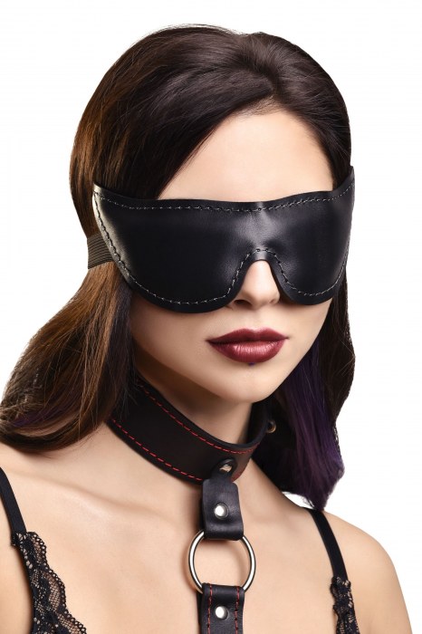 Черная кожаная маска с заостренными кончиками - Pecado - купить с доставкой во Владимире