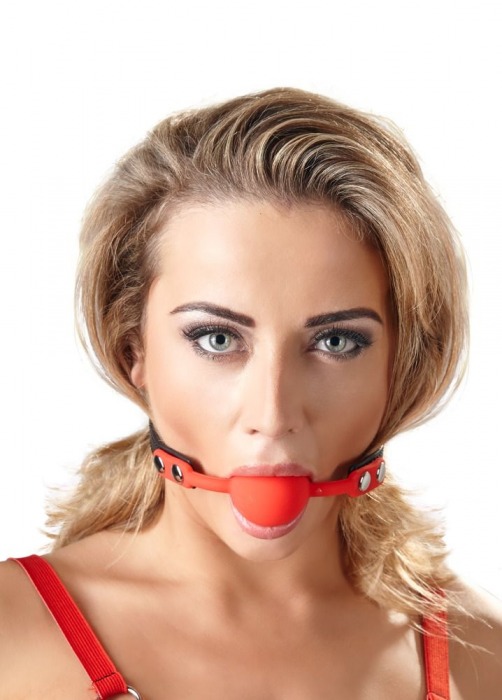 Силиконовый кляп-шар на чёрных ремешках Red Gag silicone - Orion - купить с доставкой во Владимире