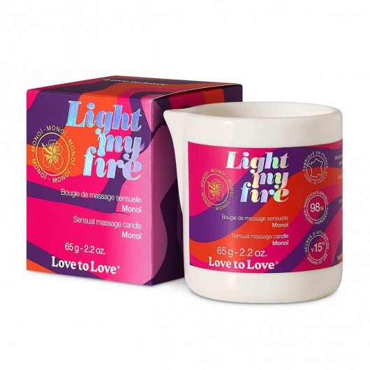 Массажная свеча Light My Fire с ароматом моной - 80 мл. - Love to Love - купить с доставкой во Владимире