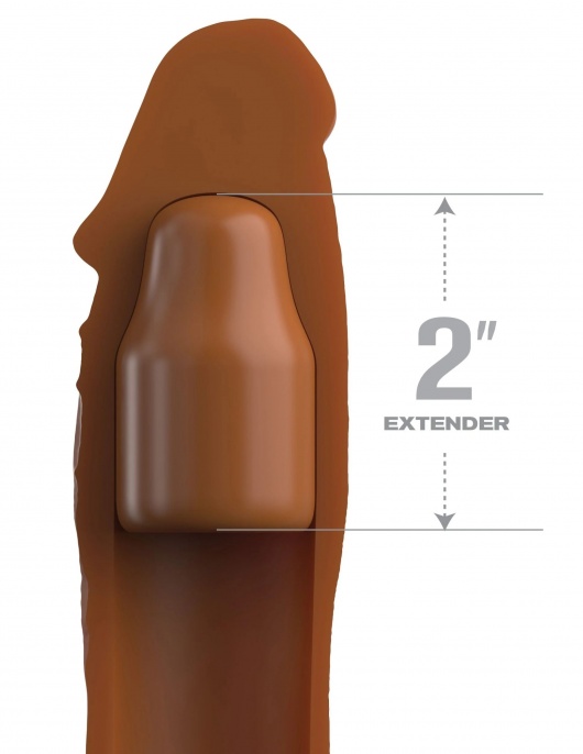 Коричневая насадка на член 2  Silicone X-tension - 20,3 см. - Pipedream - во Владимире купить с доставкой