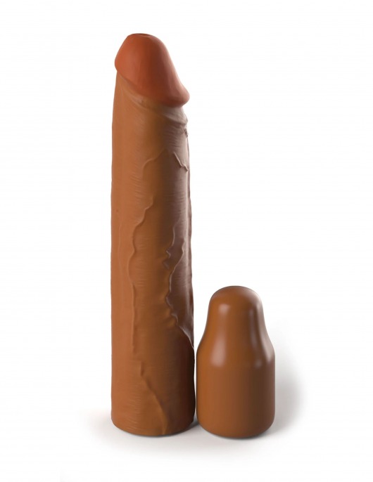 Коричневая насадка на член 2  Silicone X-tension - 20,3 см. - Pipedream - во Владимире купить с доставкой
