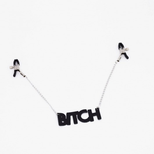 Зажимы на соски с кожаной подвеской Bitch - Crazy Handmade - купить с доставкой во Владимире
