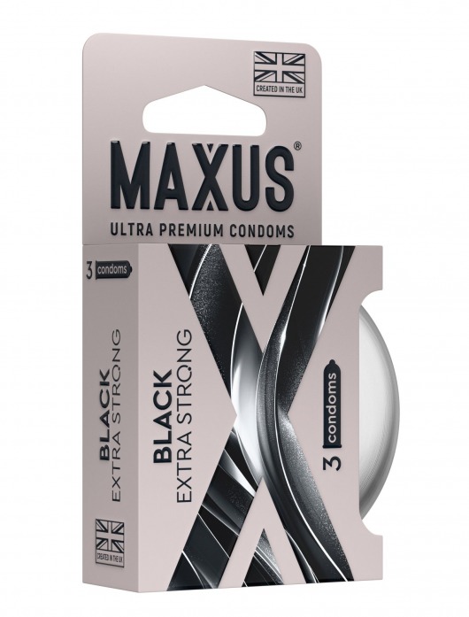 Черные утолщенные презервативы MAXUS Extra Strong с железным кейсом - 3 шт. - Maxus - купить с доставкой во Владимире