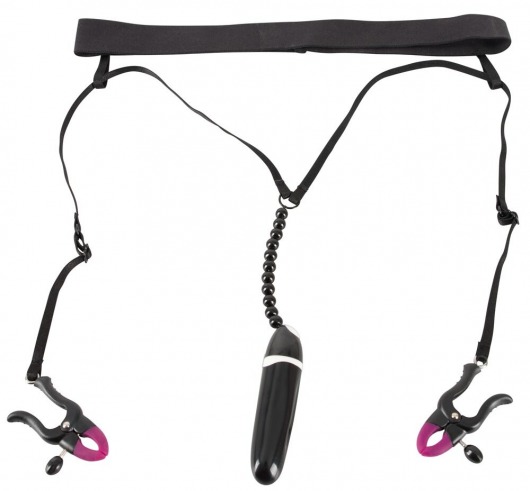 Женские вибростринги с зажимами для половых губ Spreader String with Vibrator - Orion - купить с доставкой во Владимире