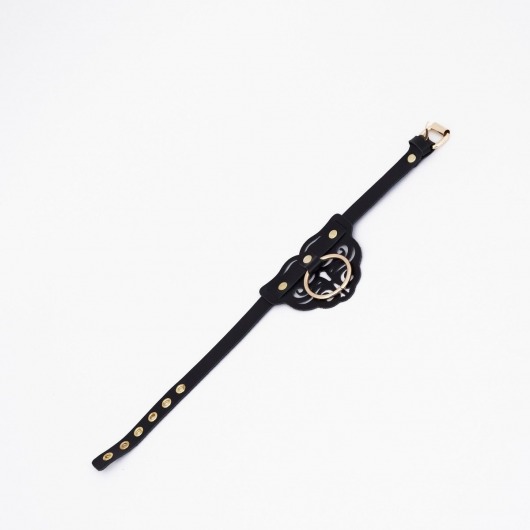 Черный чокер с клепками и золотистой фурнитурой - Crazy Handmade - купить с доставкой во Владимире