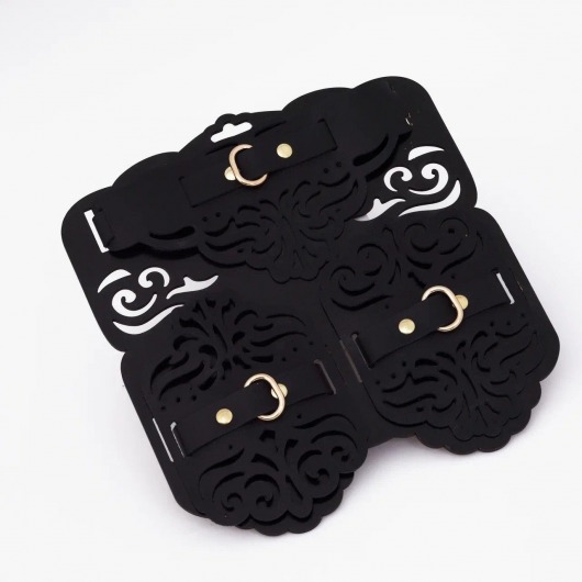 Фигурный набор для БДСМ-игр с узорами и золотистой фурнитурой - Crazy Handmade - купить с доставкой во Владимире