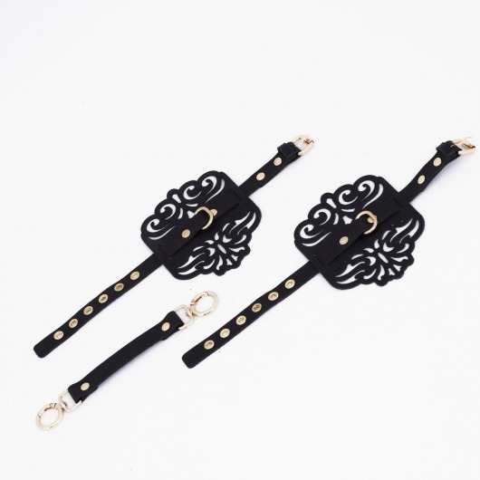 Черный фигурные оковы с золотистой фурнитурой - Crazy Handmade - купить с доставкой во Владимире