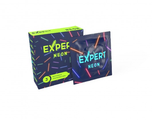 Светящиеся в темноте презервативы Expert Neon - 3 шт. - Expert - купить с доставкой во Владимире
