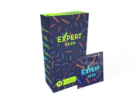 Светящиеся в темноте презервативы Expert Neon - 15 шт. - Expert - купить с доставкой во Владимире